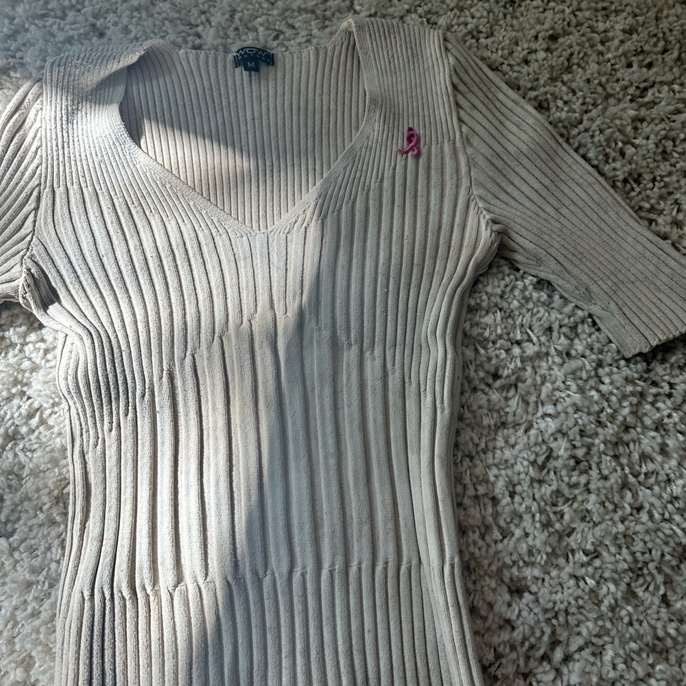 Wow Couture ribbed tan thick tan cream y2k vintage belly top streetwear …